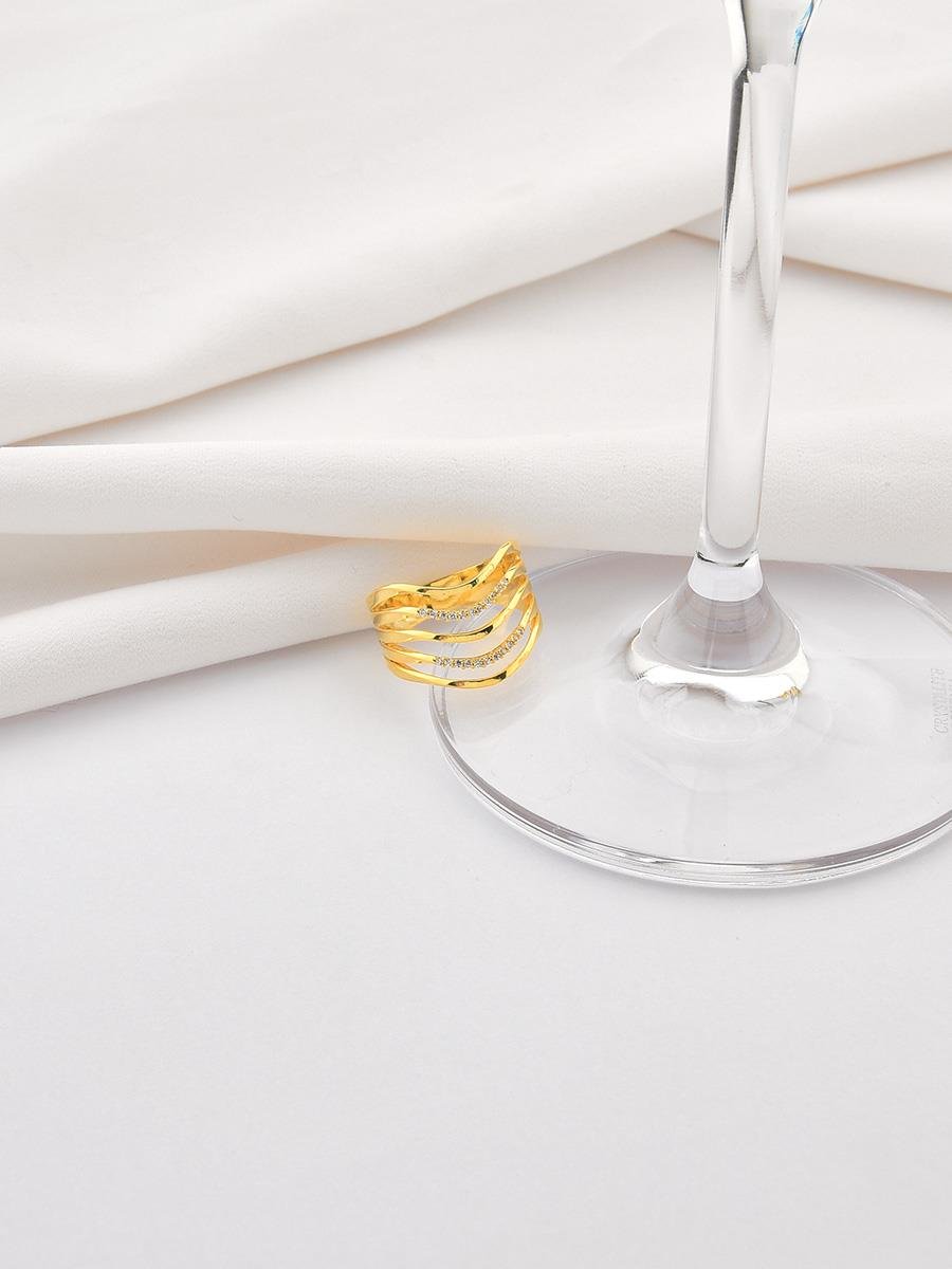 Anel Ondulado Fios Lisos e Incolores