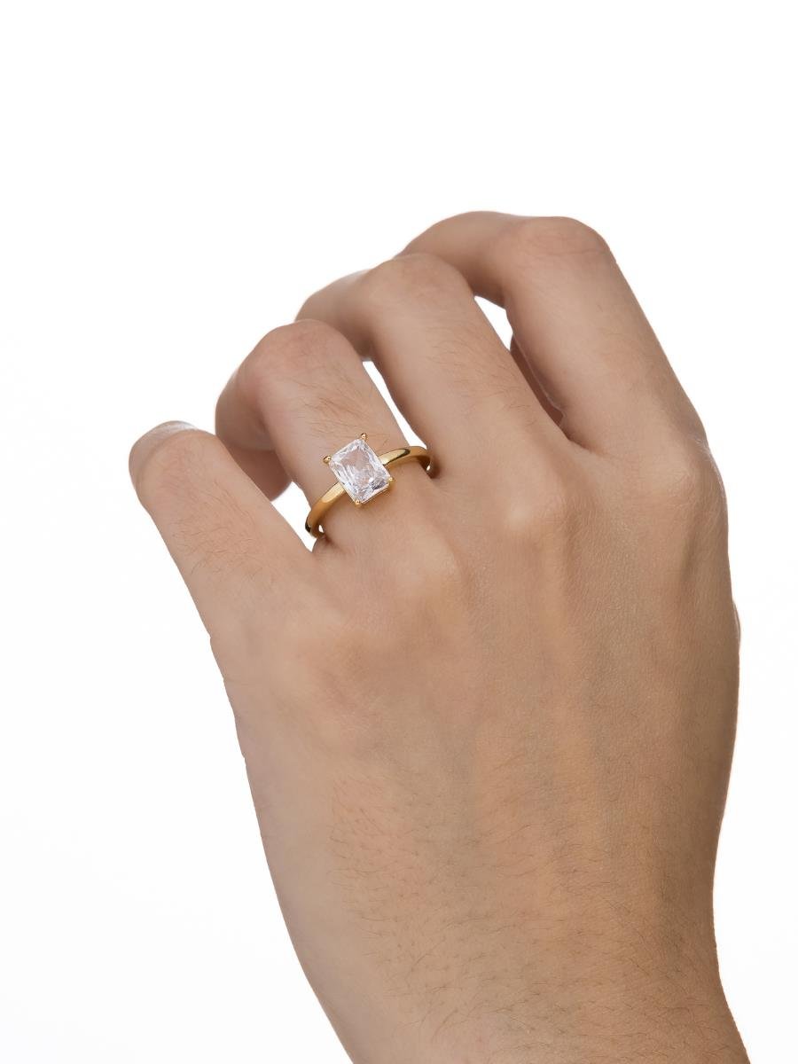 Anel Retangular Solitário