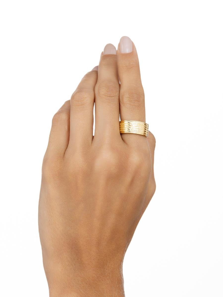 Anel Pai Nosso com Cruz | Banhado a Ouro.