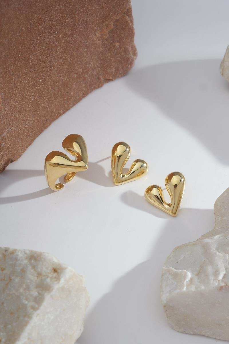 Anel Coração Liso | Banhado a Ouro