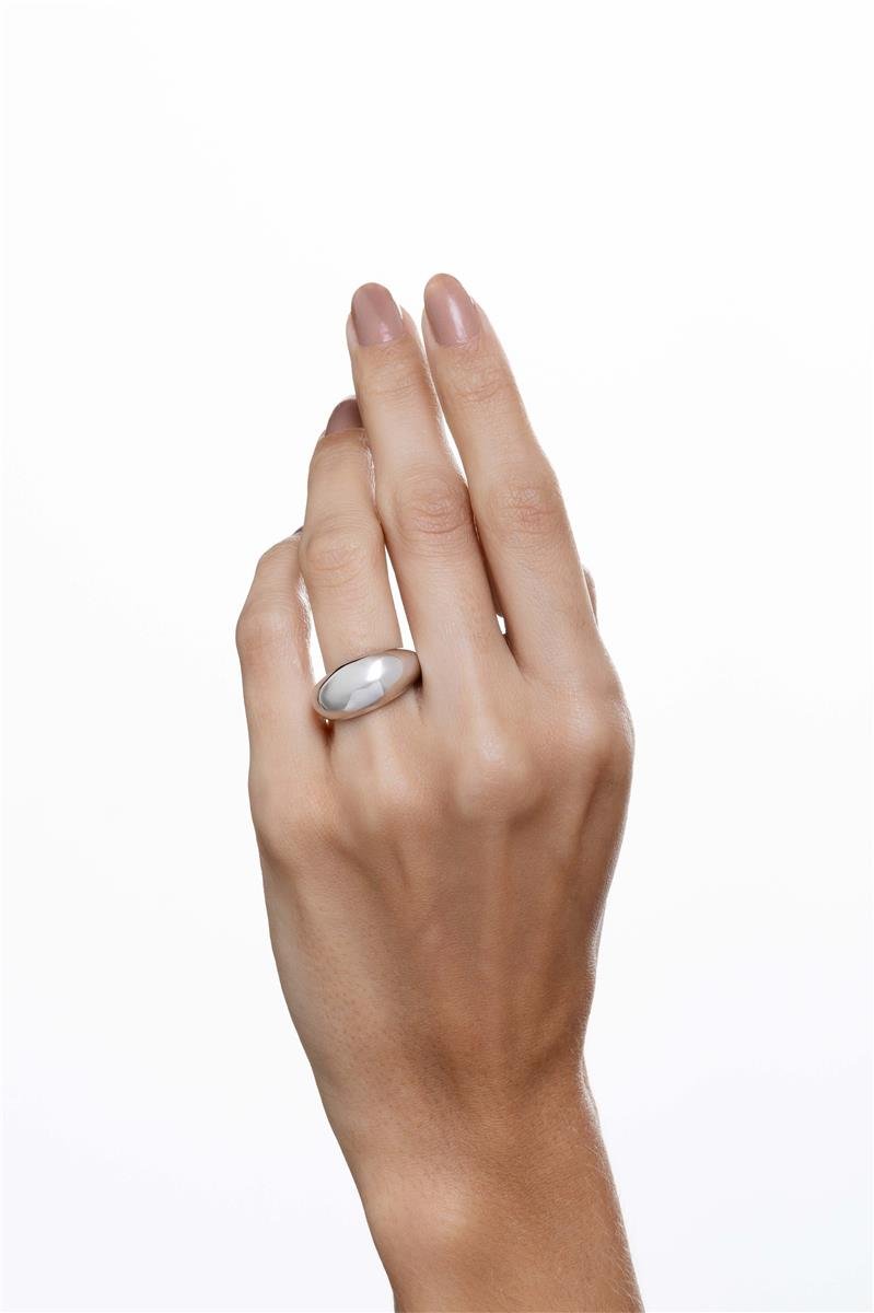 Anel Oval Liso l Banho de Ródio Branco