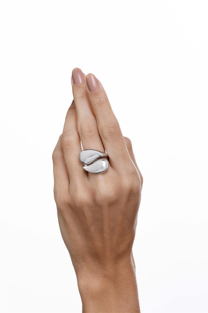 Anel Gota Lisa l Banho Ródio Branco