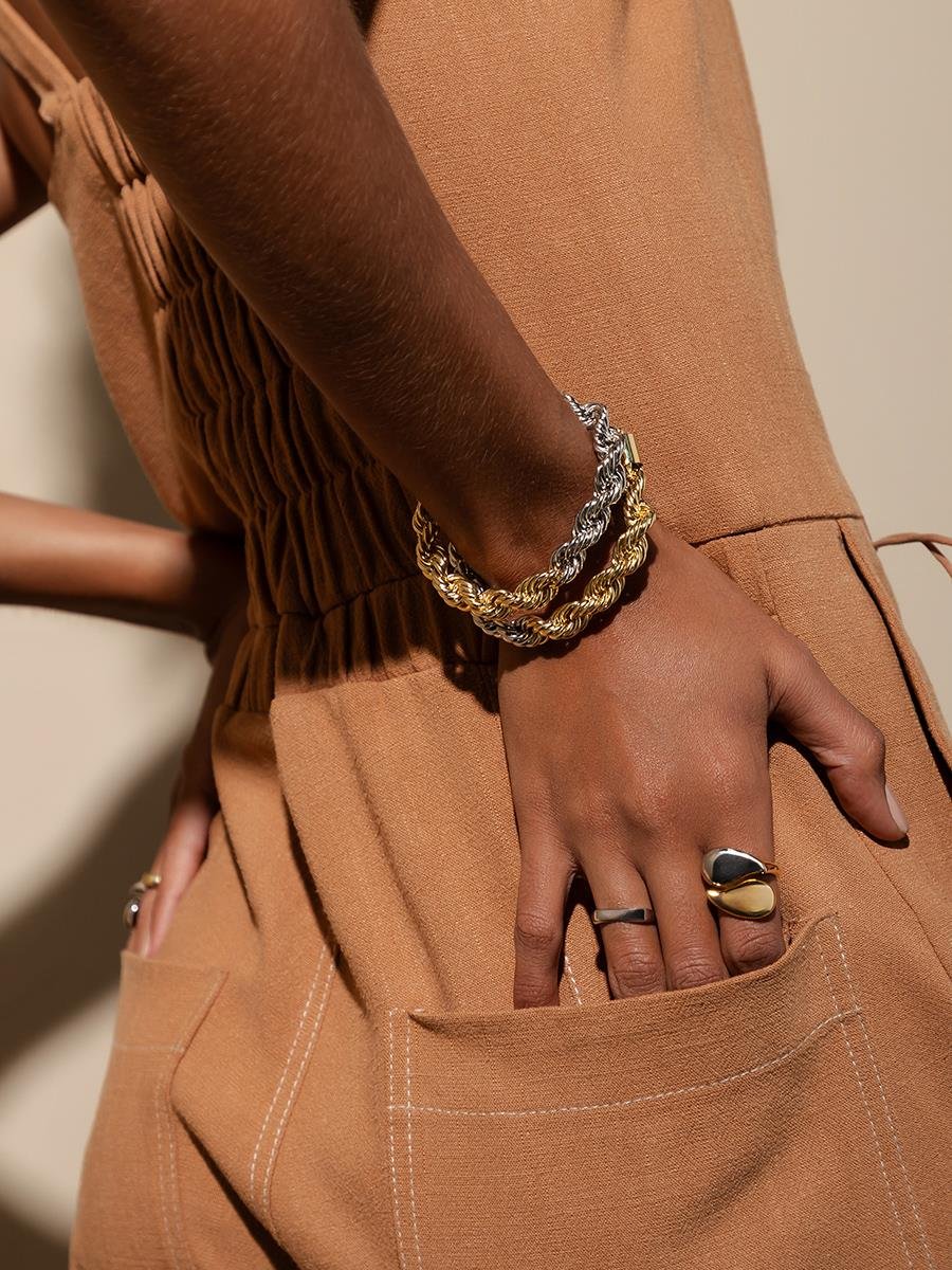 Anel Quadrado | Banhado no Ródio Branco