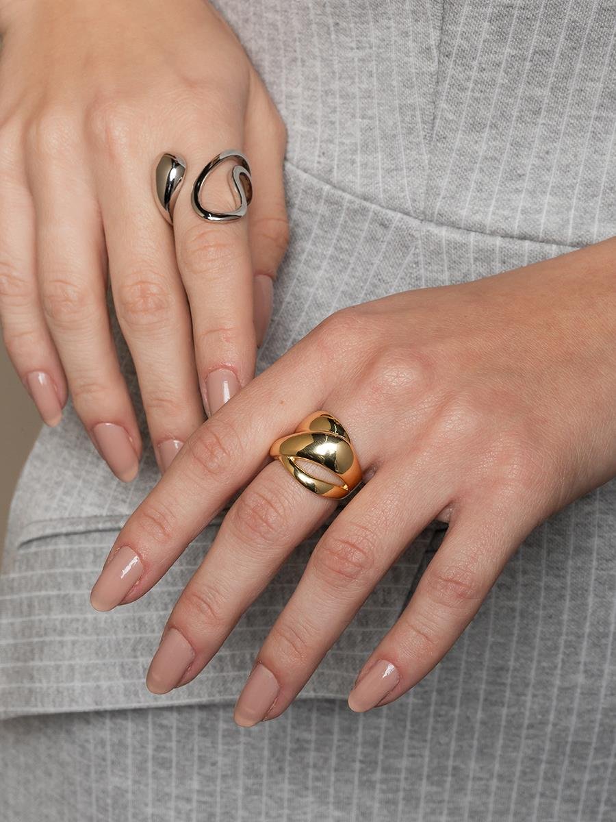 Anel Gota Liso e Vazado l Banho de Ródio Branco