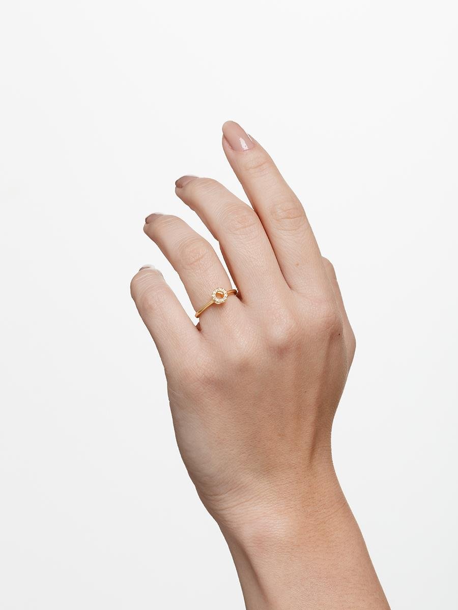 Anel Redondo Cravejado | Banhado a Ouro