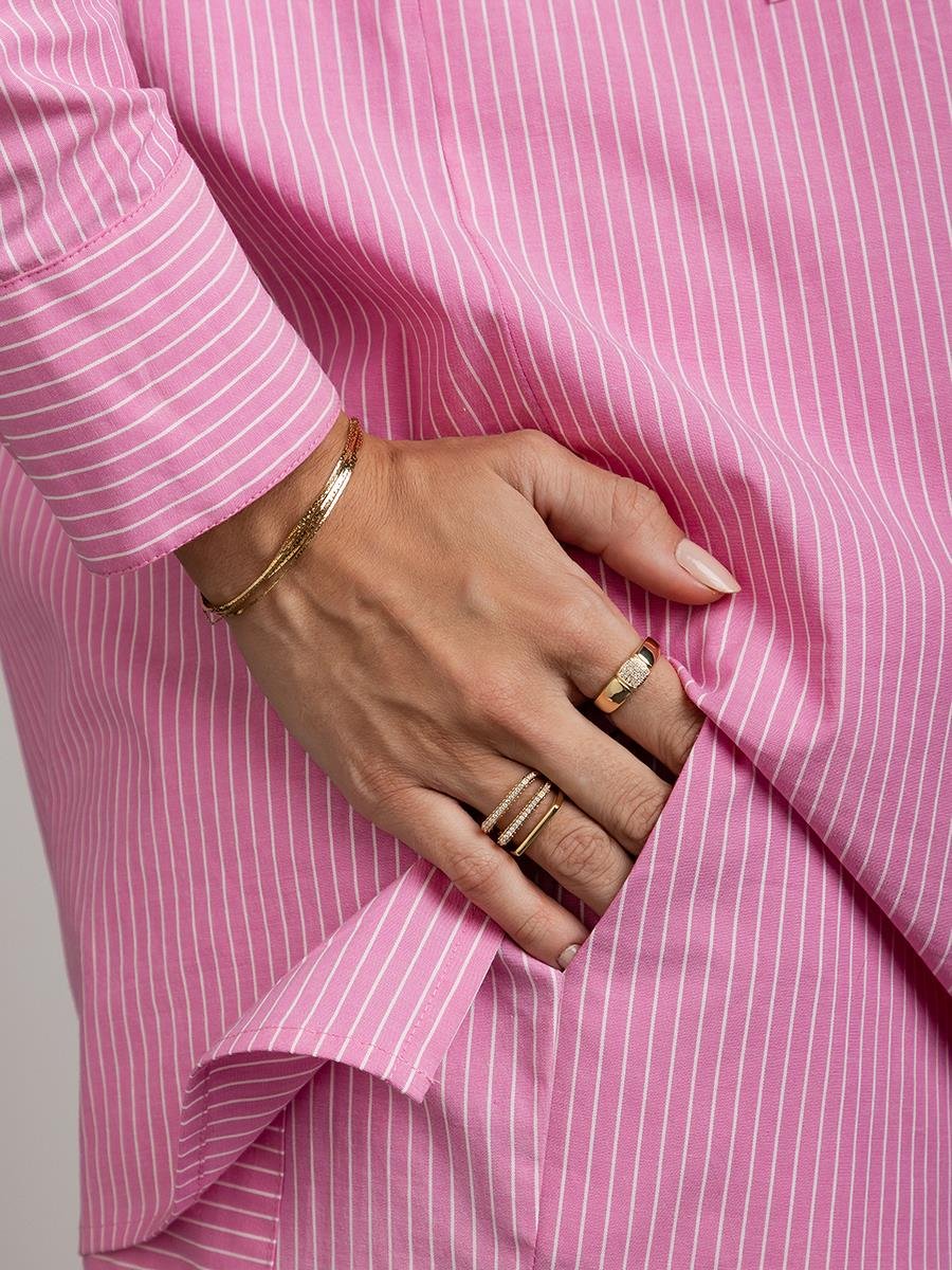 Anel Quadrado Vazado e Cravejado