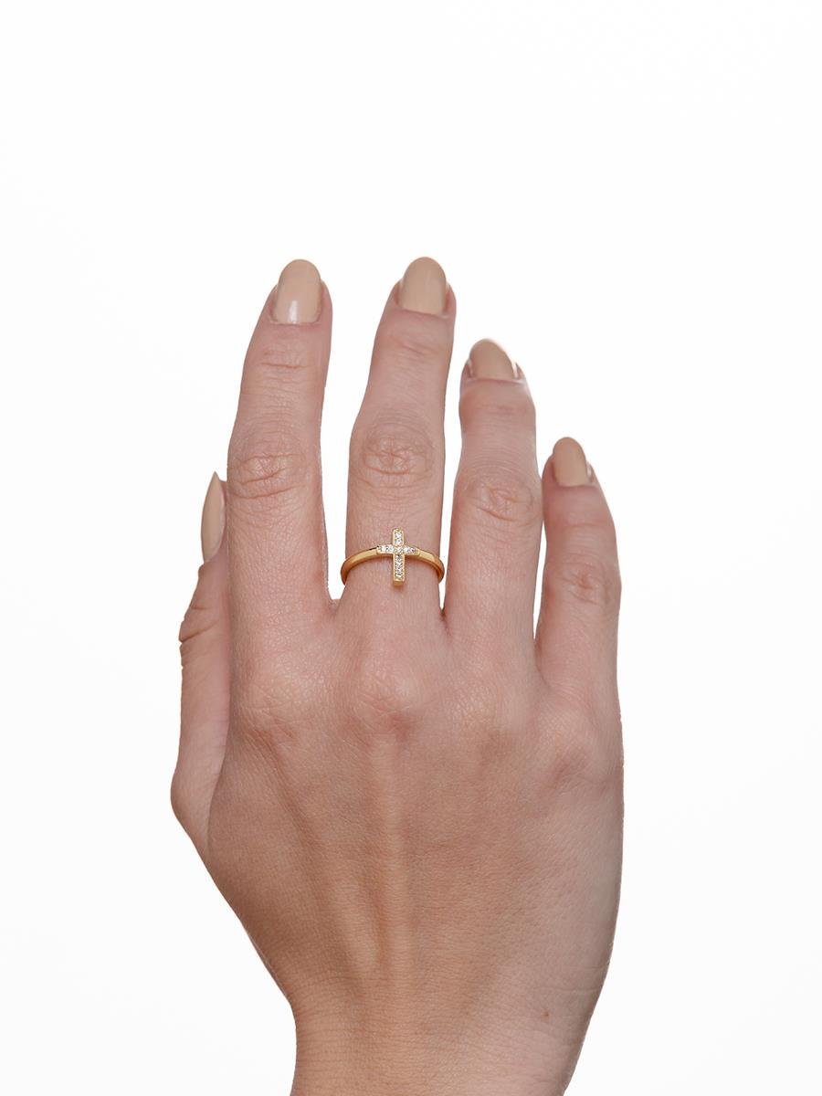 Anel Cruz Cravejada Incolor