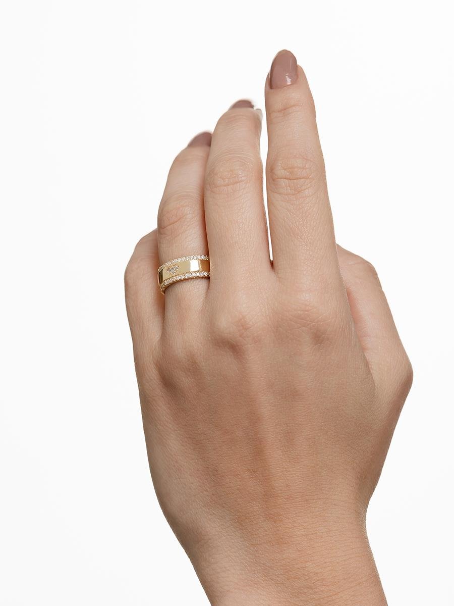 Anel Cravejado com Coração | Banhado a Ouro