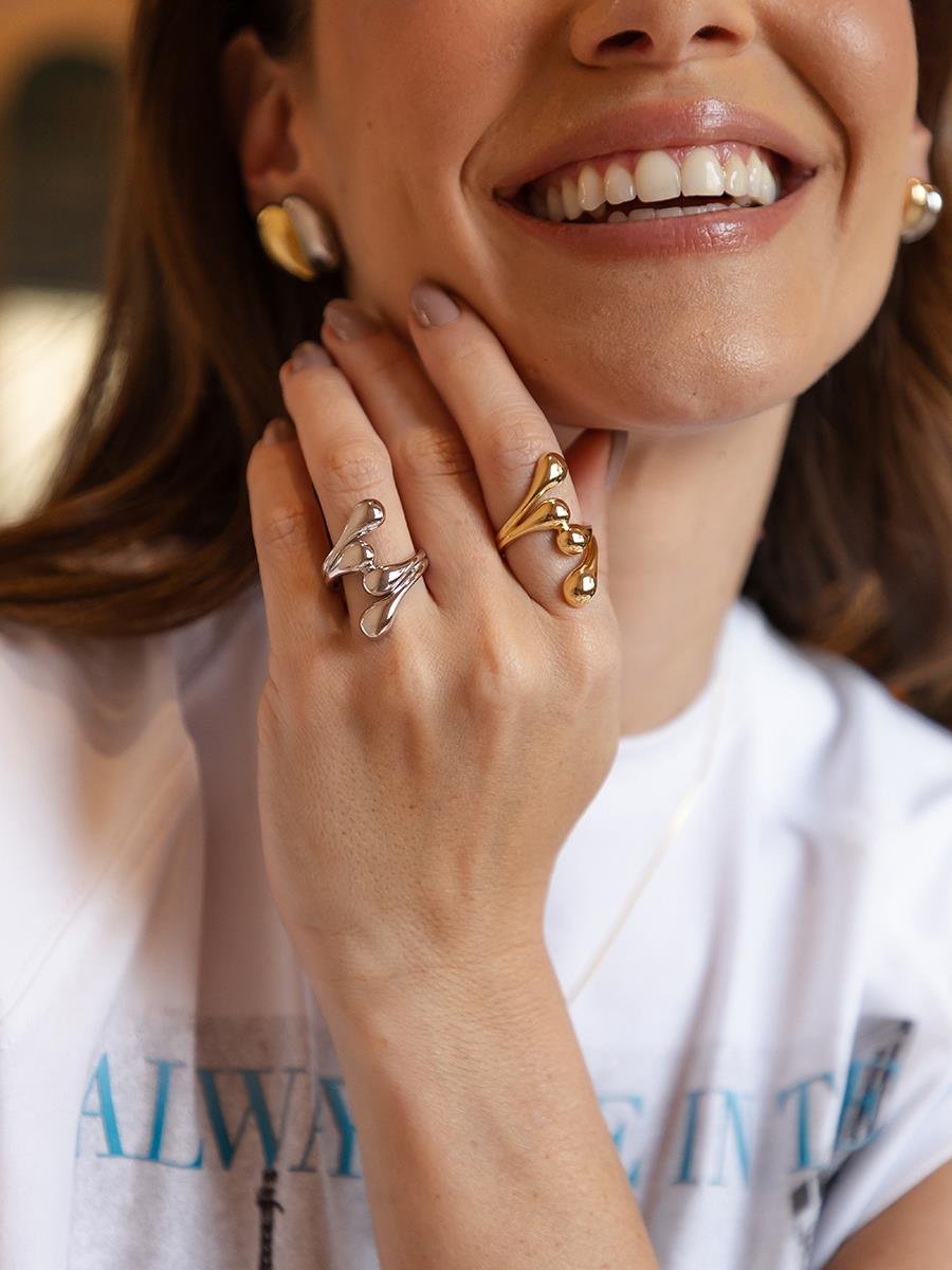 Anel de Gota Liso | Banhado no Ródio Branco