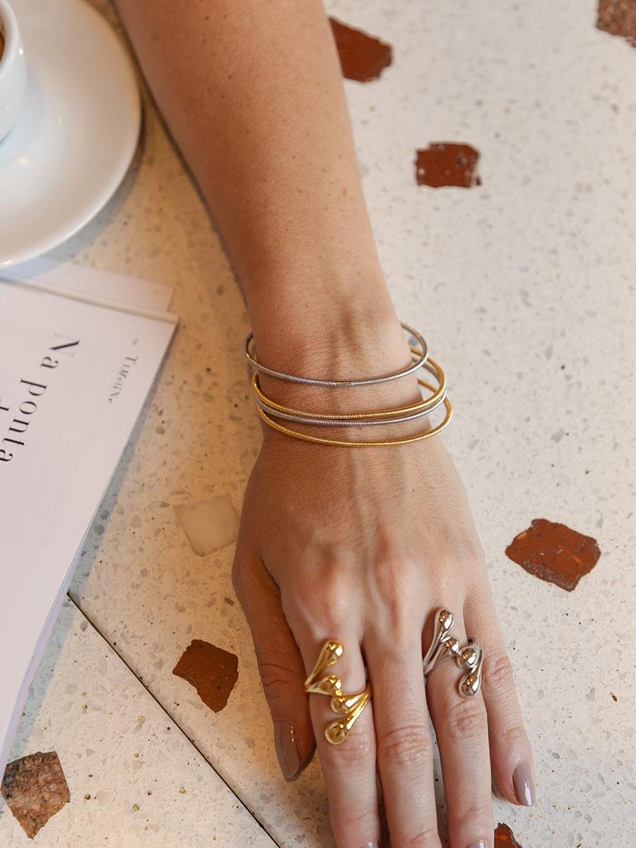 Anel de Gota Liso | Banhado no Ródio Branco