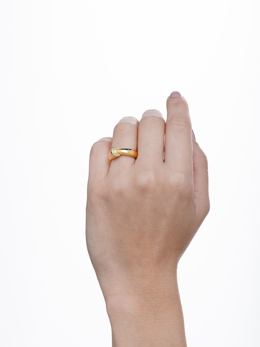 Anel Liso com Círculo Cravejado | Banhado a Ouro