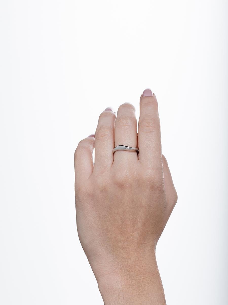 Anel Ondulado Liso | Banhado no Ródio Branco