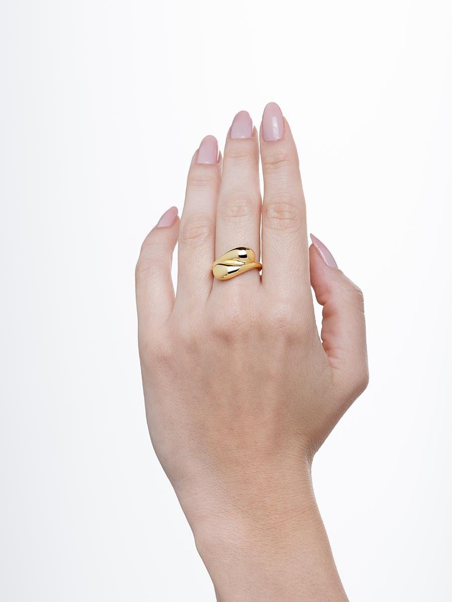 Anel Dupla Gota Lisa | Banhado a Ouro.