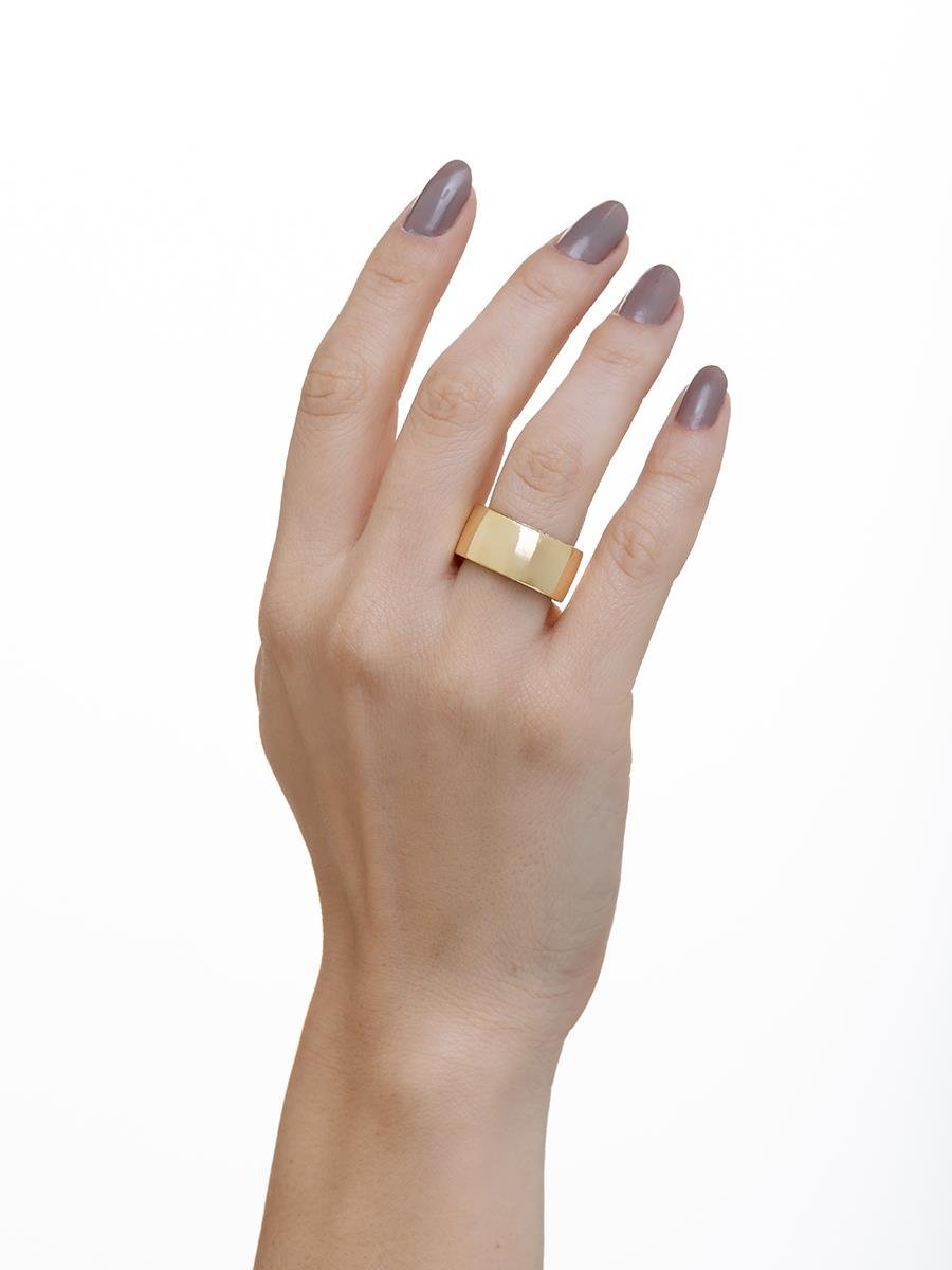 Anel Largo Liso e Cravejado | Banhado a Ouro