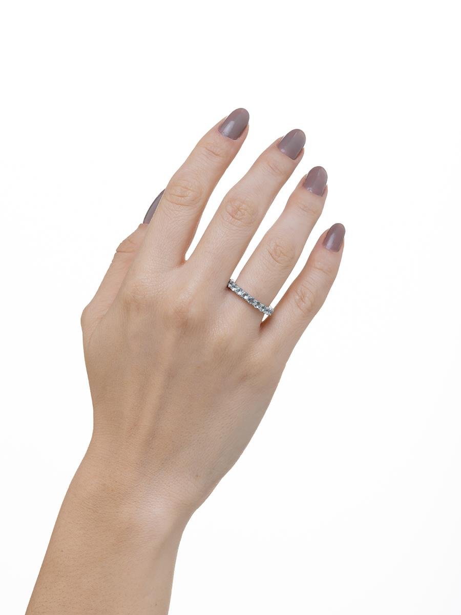 Anel de Riviera Azul | Banhado no Ródio Branco