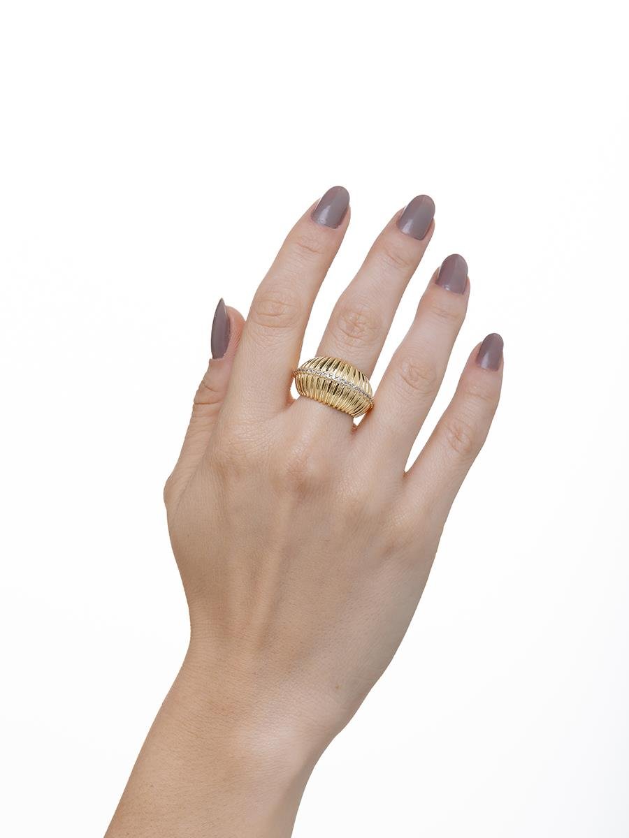 Anel Largo Oval Cravejado | Banhado a Ouro