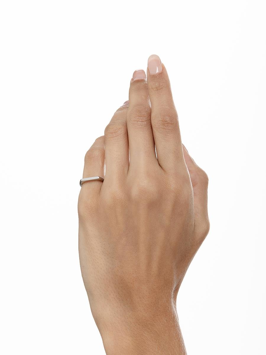 Anel Traço Liso | Banhado no Ródio Branco