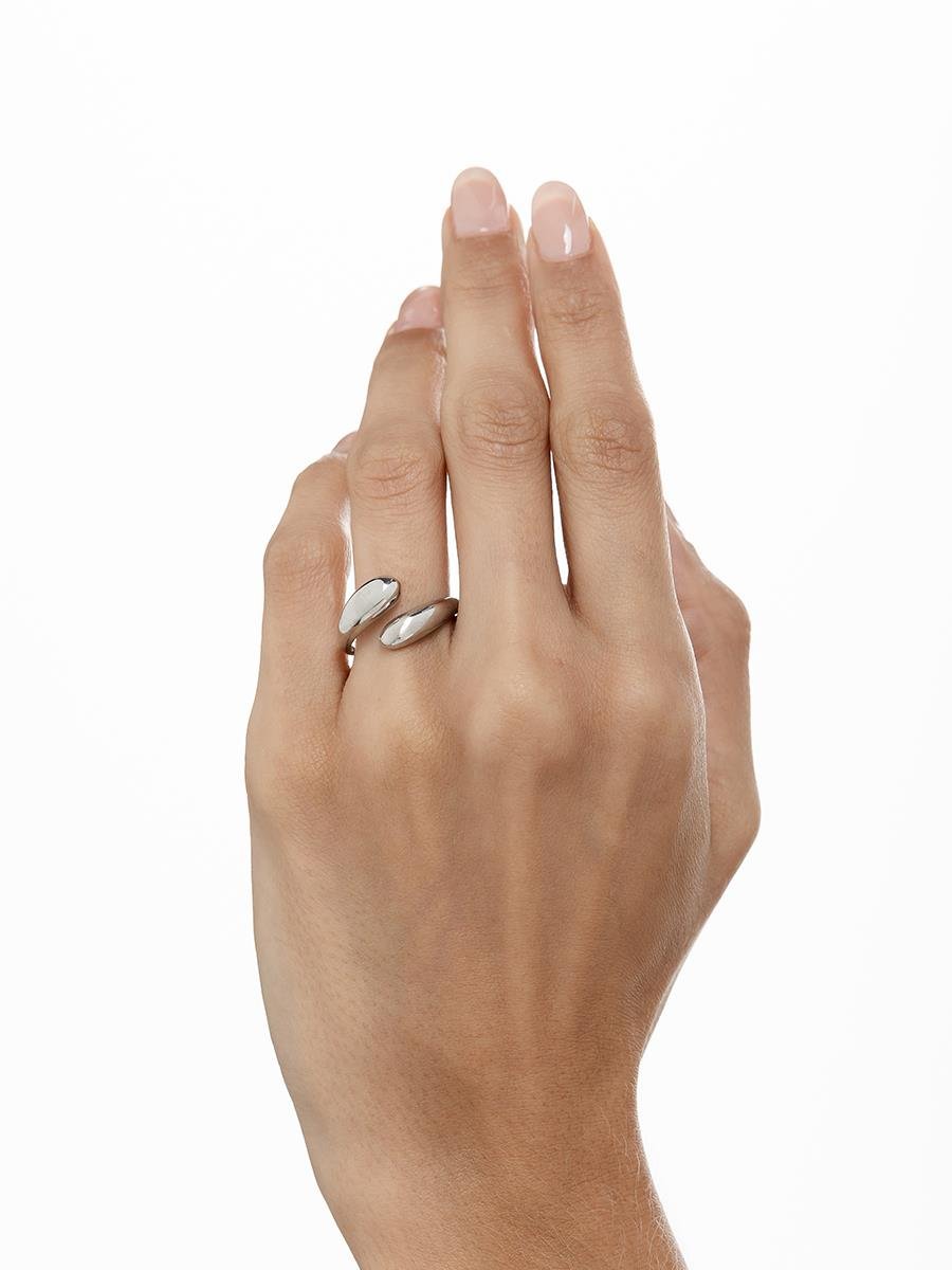 Anel Gota Aberto Liso | Banhado no Ródio Branco