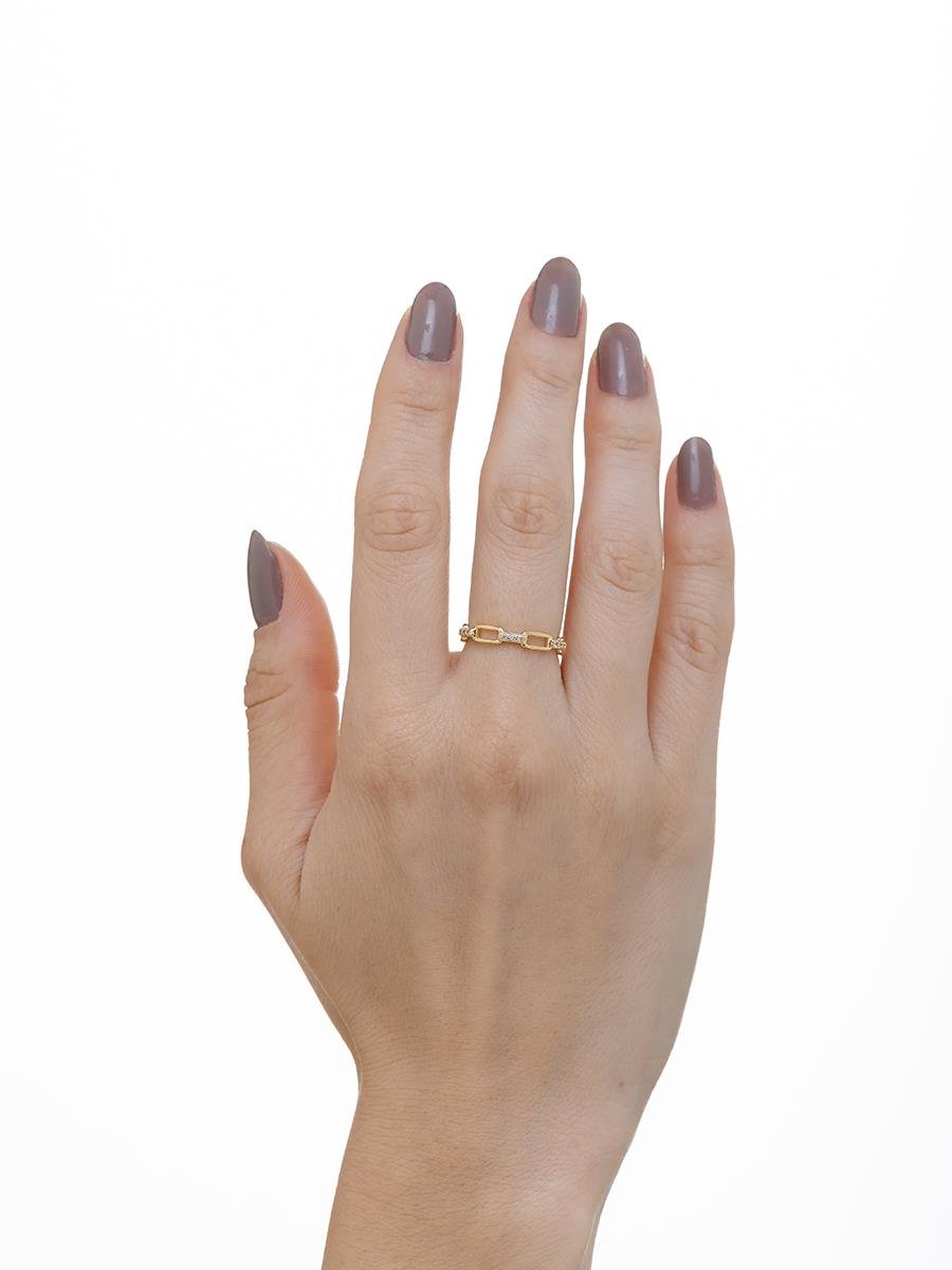 Anel Retângulo Vazado e Cravejado | Banhado a Ouro