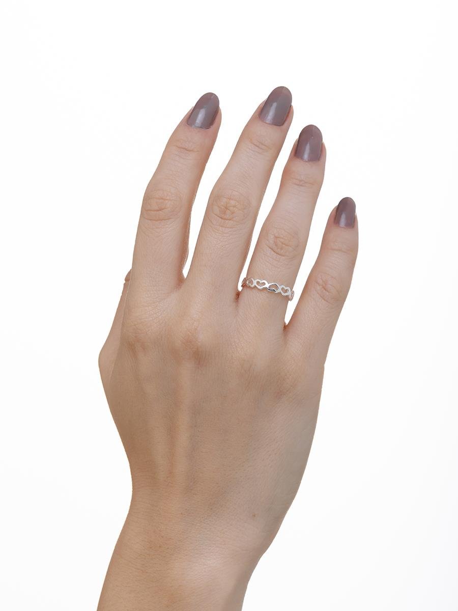 Anel de Corações Vazado | Banhado no Prata.