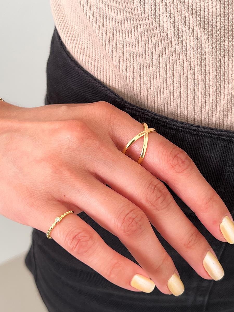 Anel Bolinha com Ponto de Luz | Infantil | Banhado a Ouro