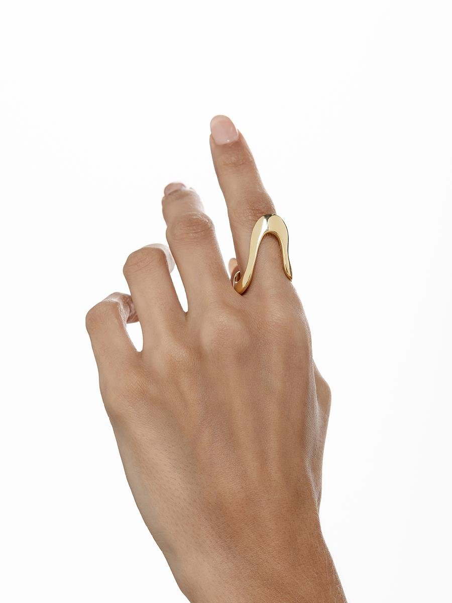 Anel Ondulado Vazado Liso | Banhado a Ouro