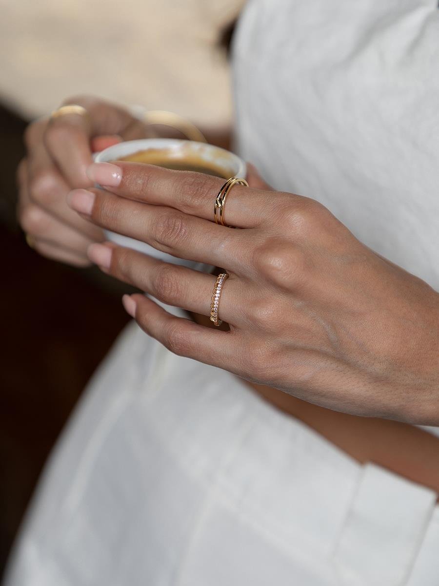 Anel Fio Vazado Liso | Banhado a Ouro