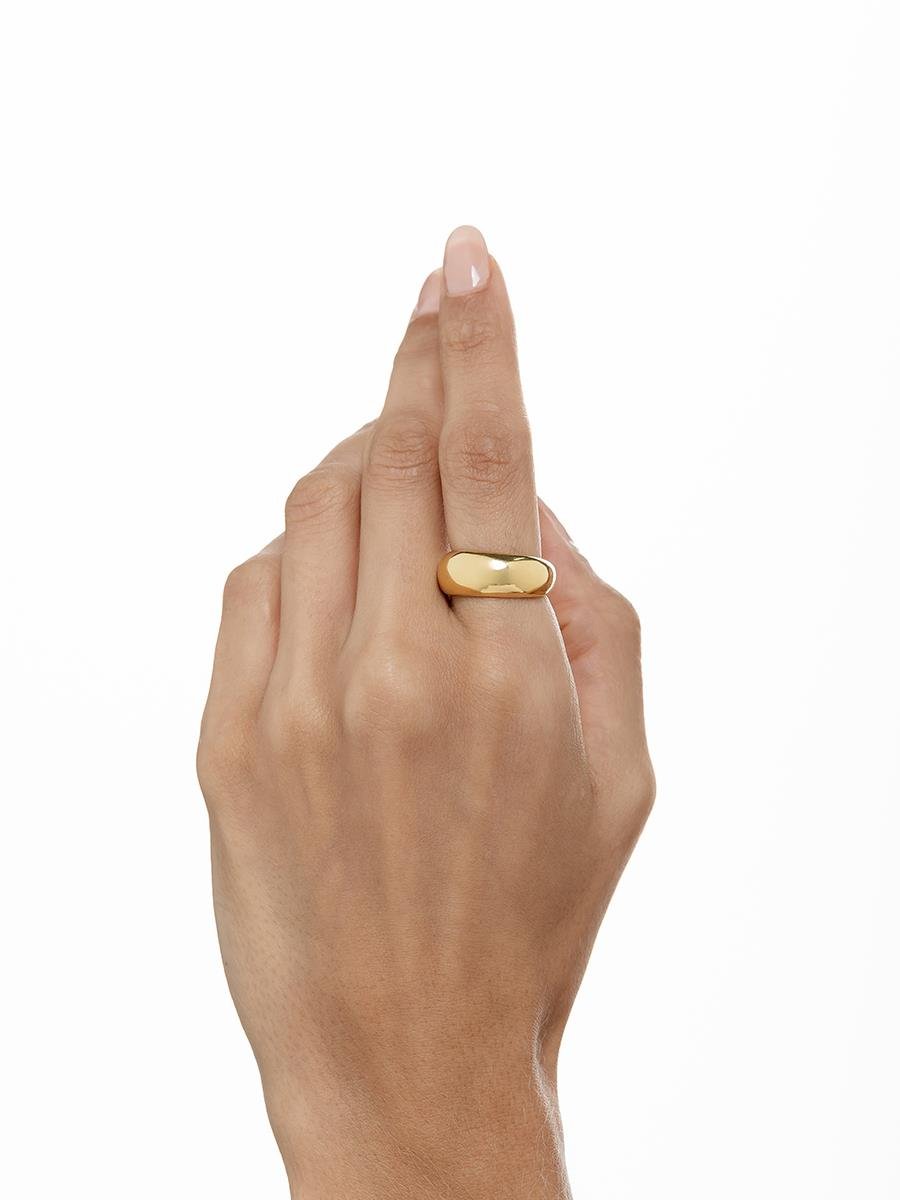 Anel Oval Liso | Banhado a Ouro