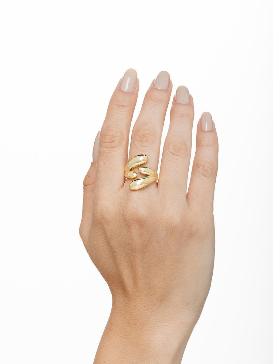 Anel Gota Tripla Ajustável | Banhado a Ouro