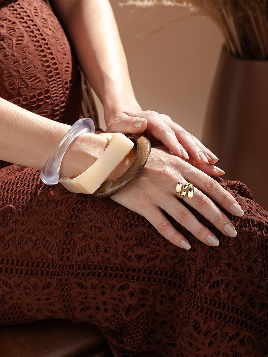 Anel Gota Tripla Ajustável | Banhado a Ouro