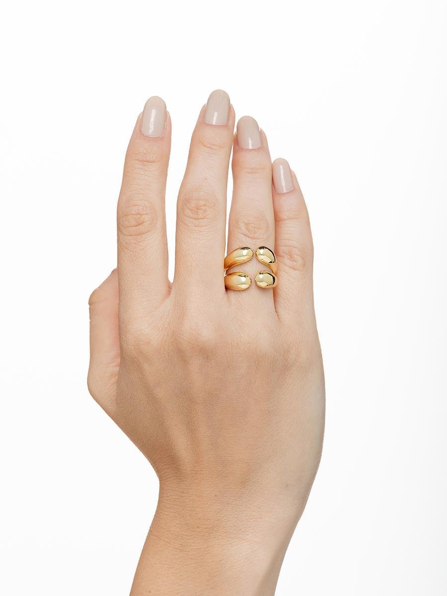 Anel Duplo Ajustável Liso | Banhado a Ouro