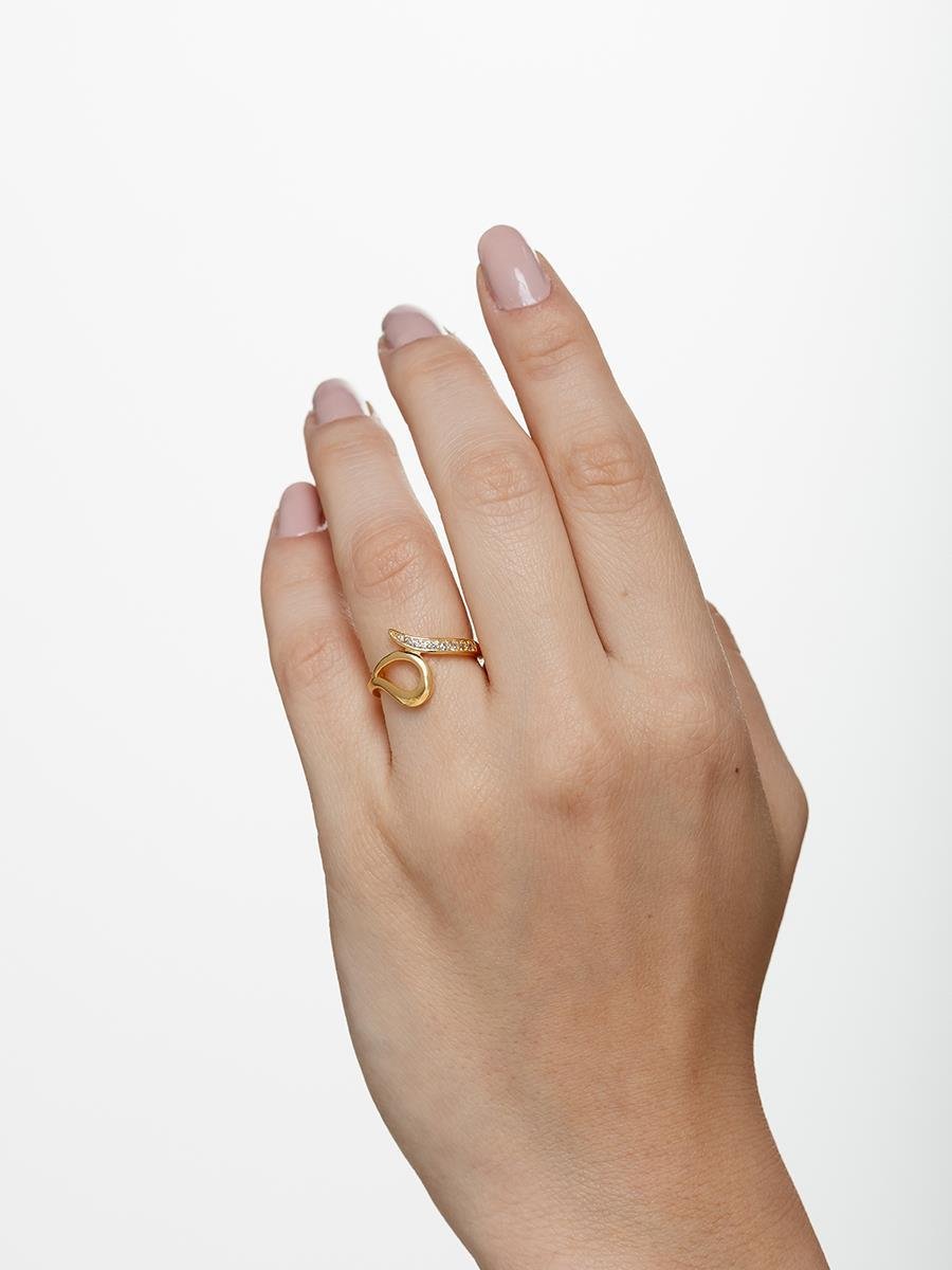 Anel Gota Vazada Cravejada | Banhado a Ouro