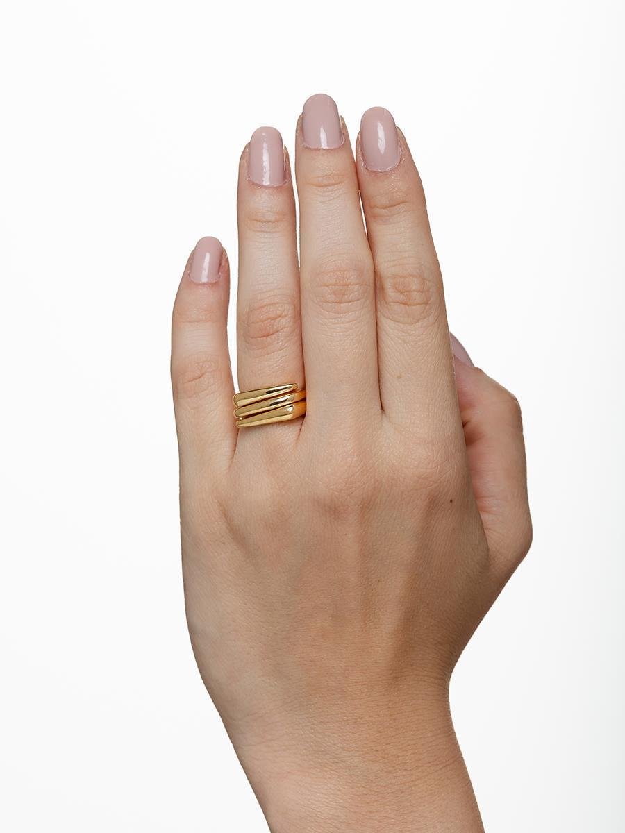 Anel Triplo Liso | Banhado a Ouro