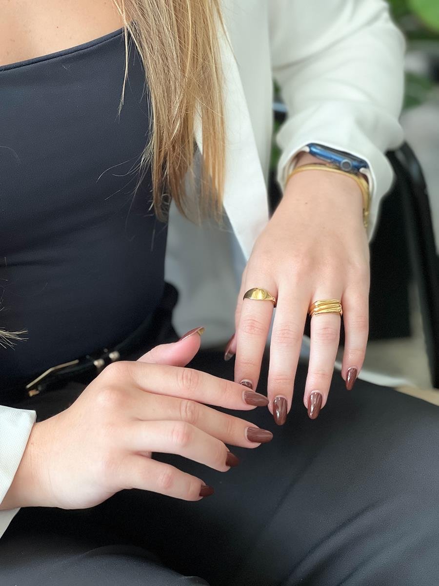 Anel Triplo Liso | Banhado a Ouro