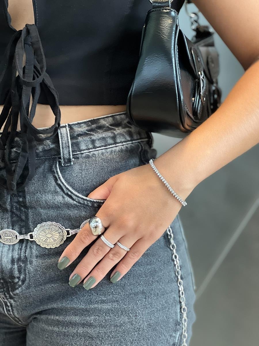 Anel Abaulado Liso | Banhado no Ródio Branco