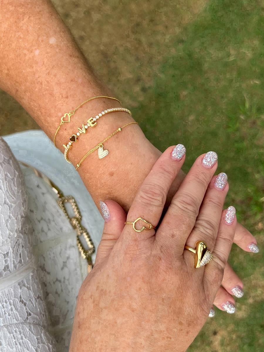 Anel Liso e Cravejado | Banhado a Ouro