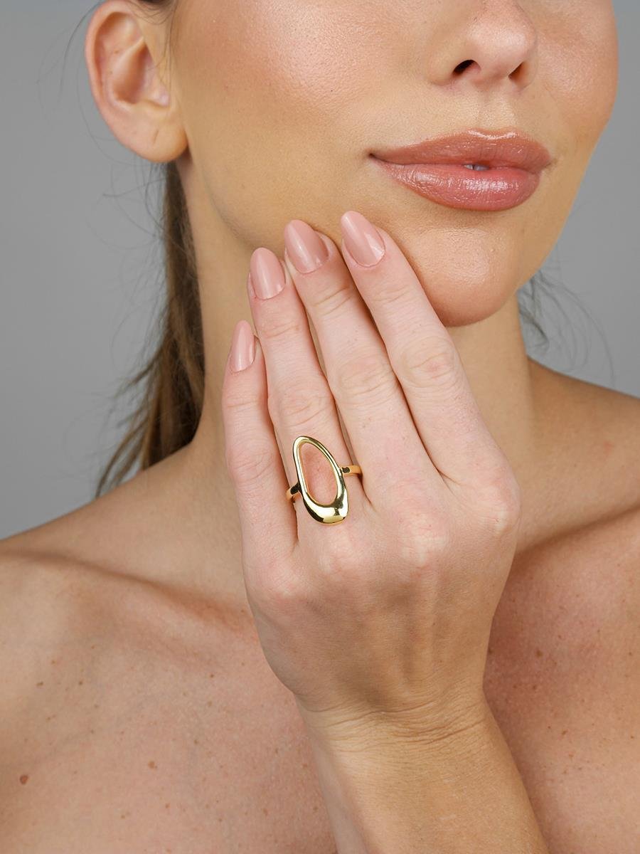 Anel Oval Vazado | Banhado a Ouro