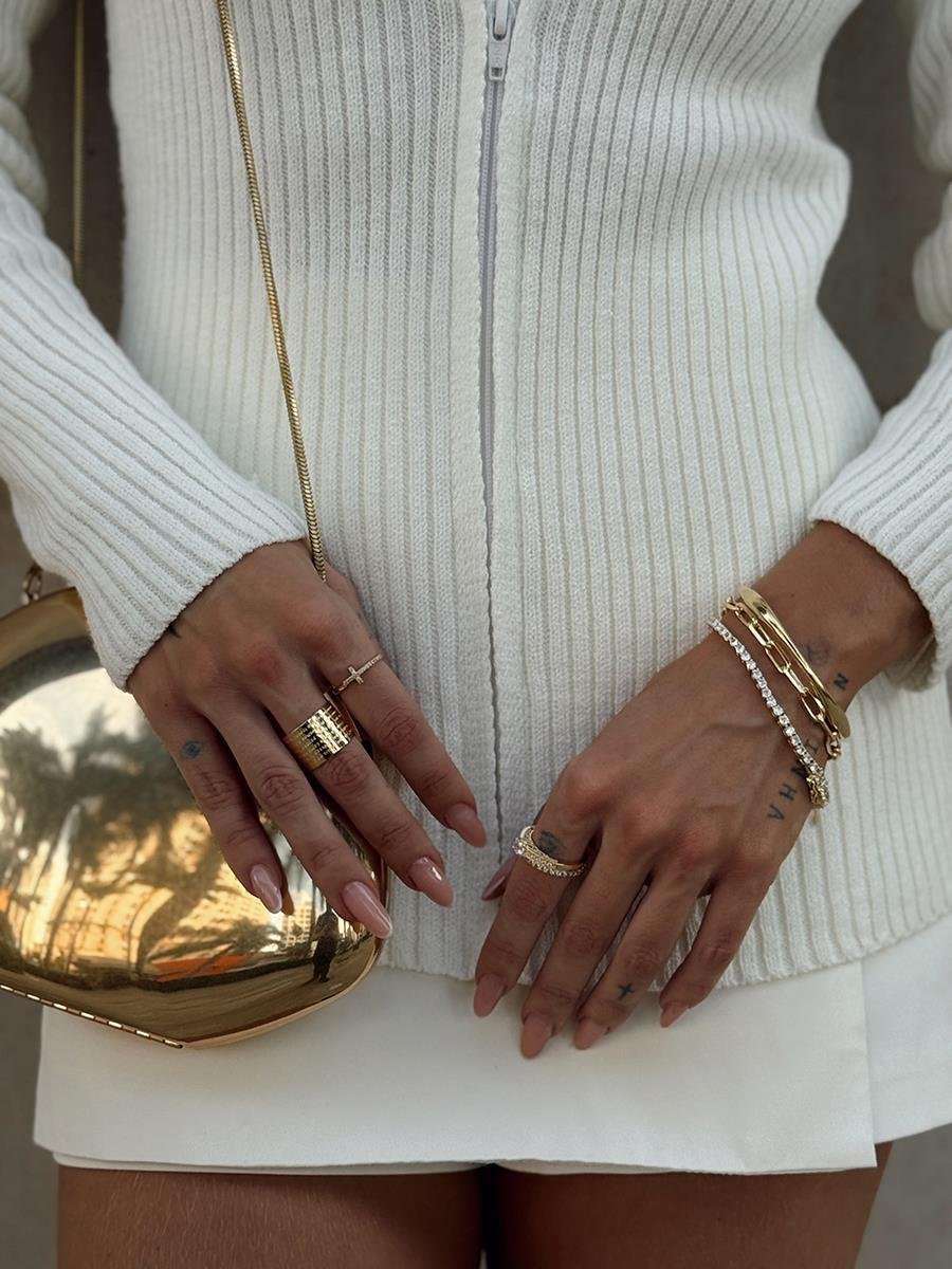 Anel Cruz Cravejada | Banhada a Ouro