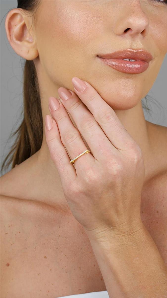 Anel Fino Cravejado | Banhado a Ouro