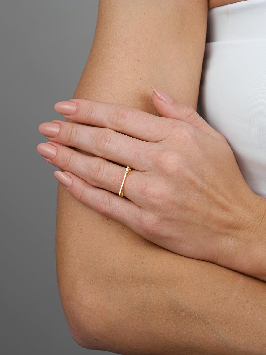 Anel Quadrado com Ponto de Luz| Banhado a Ouro