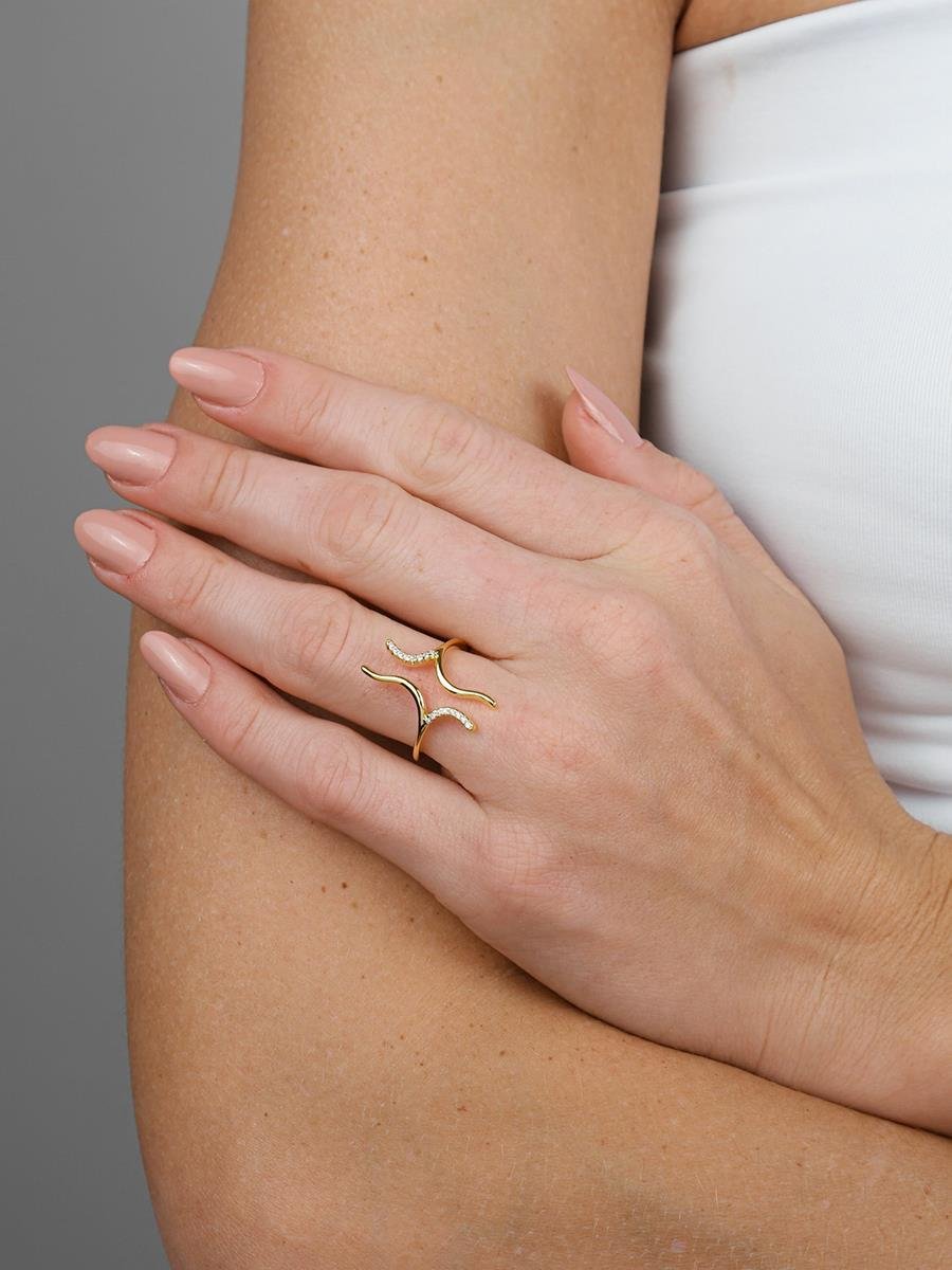 Anel Spiral Cravejado | Banhado a Ouro