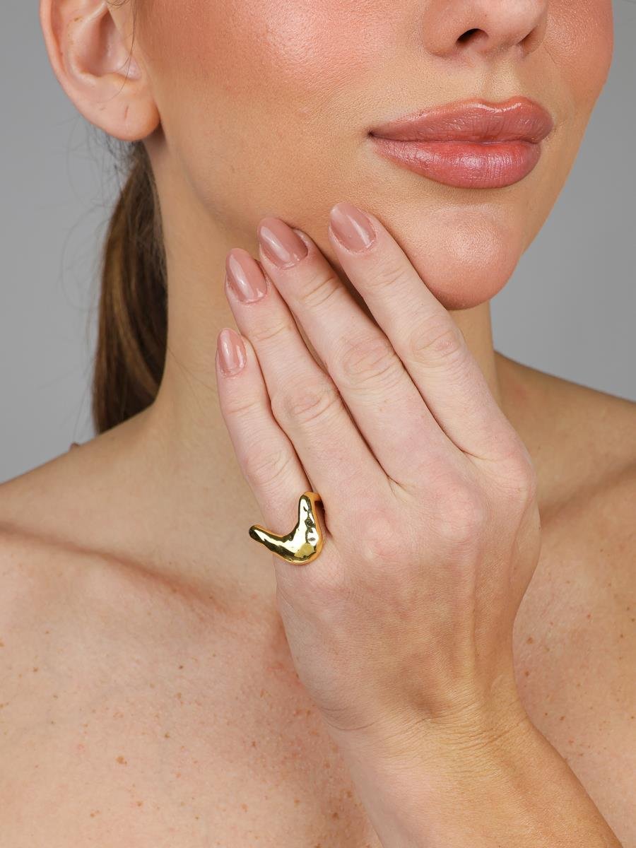 Anel V Orgânico | Banhado a Ouro