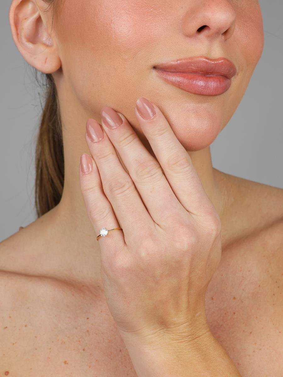 Anel Solitário Com Zircônia | Banhado a Ouro