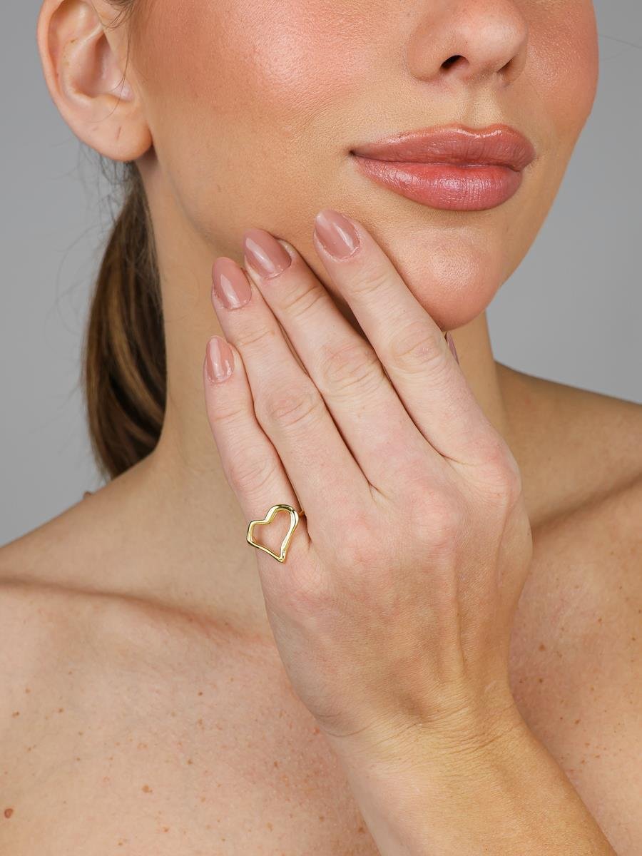 Anel Coração Orgânico Vazado | Banhado a Ouro