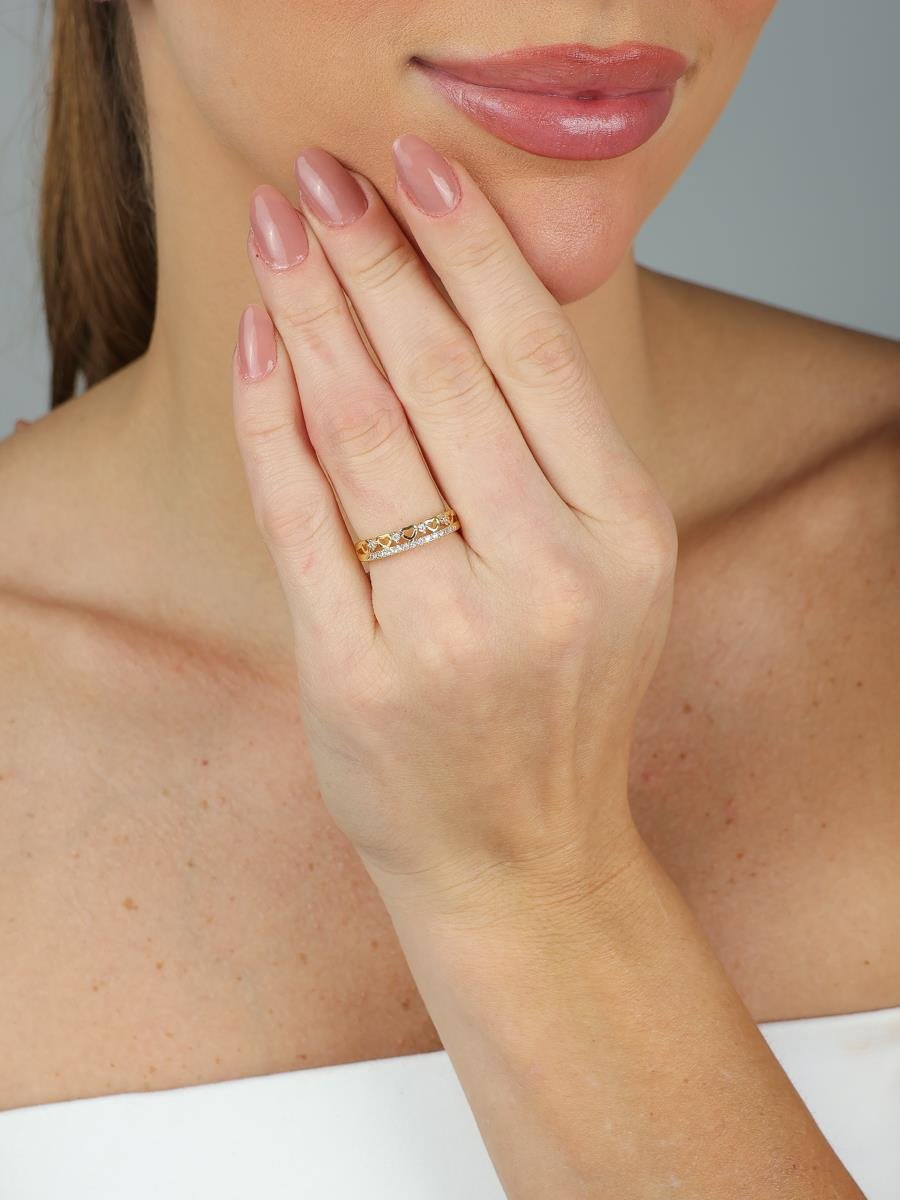 Anel Coração Vazado Cravejado | Banhado a Ouro