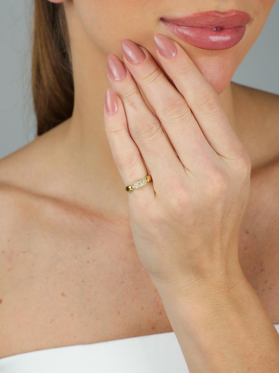 Anel Cravejado | Banhado a Ouro