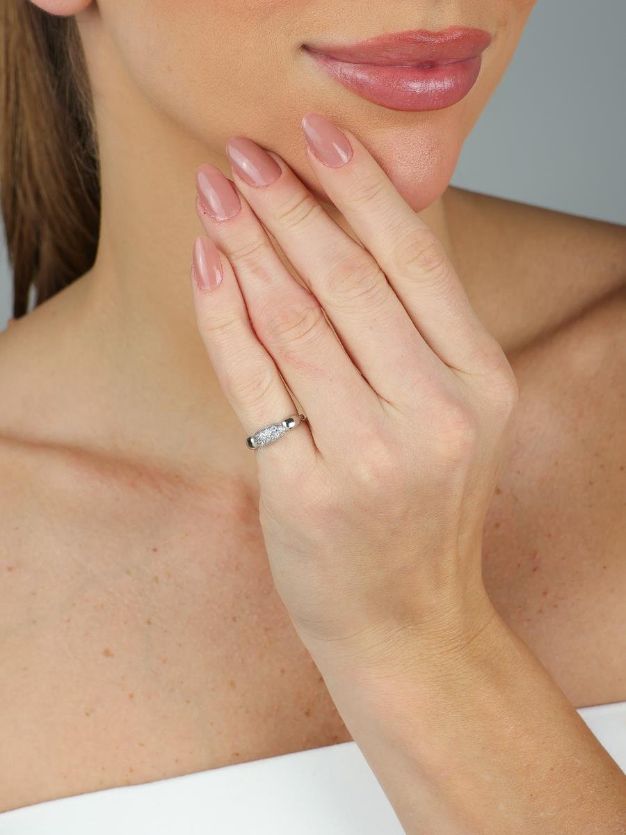 Anel Cravejado | Banhado a Ródio Branco