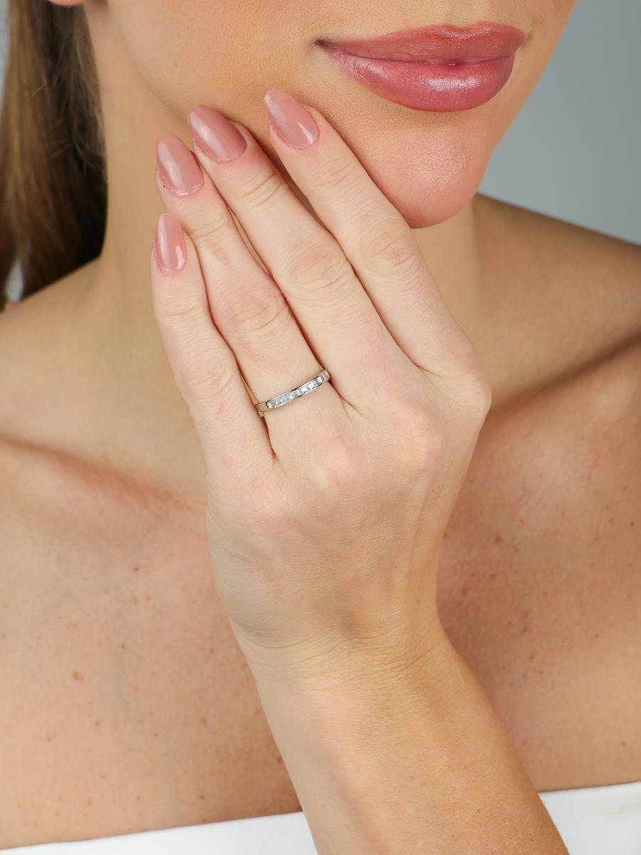 Anel Aparador Cravejado | Banhado a Ródio Branco