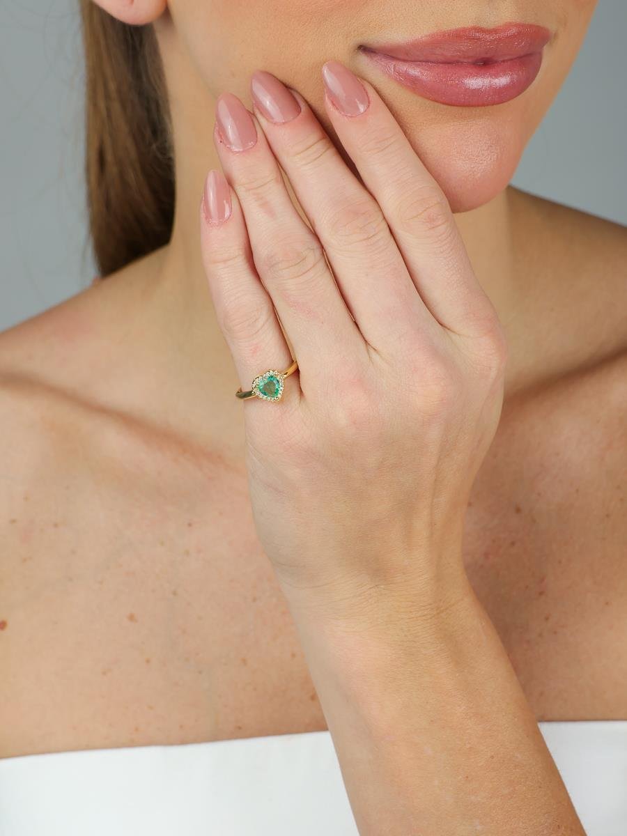 Anel Cravejado Coração Turmalina | Banhado a Ouro