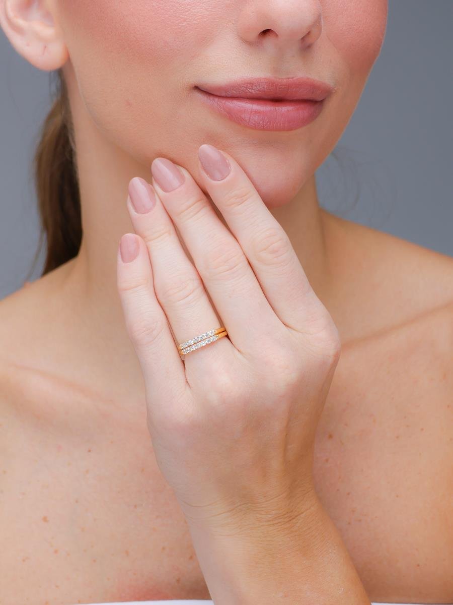 Anel Duplo Aparador | Banhado a Ouro.